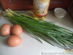 Начинка для пирожков с зеленым луком и яйцом: Продукты для начинки с зеленым луком и яйцами перед вами.