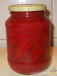 Болгарское лечо: Наше лечо из болгарского перца в томатном соке готово. Приятного аппетита!