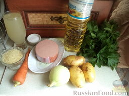 Суп с колбасой и рисом: Чтобы приготовить суп с рисом и колбасой, сначала подготовить продукты.