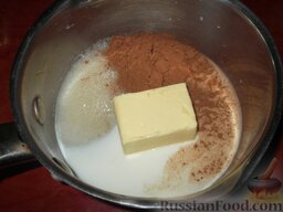 Глазурь шоколадная: Как приготовить шоколадную глазурь:    В маленькую кастрюльку выложить масло, сахар, какао. Влить молоко.