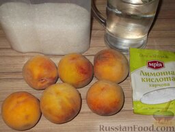 Варенье из персиков: Подготовить продукты для варенья из персиков.