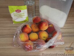 Джем из персиков: Продукты для приготовления джема из персиков.