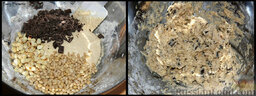 Бискотти с шоколадом, миндалем и кедровыми орешками: Вмешайте в тесто орехи и порубленный шоколад.