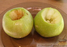 Яблоки, запеченные в микроволновке: Как приготовить запеченные яблоки:  Яблоки моем, вырезаем сердцевинку с семенами.
