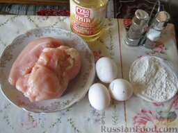 Отбивная из куриной грудки: Ингредиенты для приготовления отбивных из куриной грудки перед Вами.