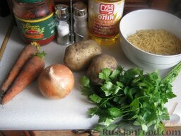 Мамин вермишелевый суп: Ингредиенты для супа вермишелевого перед Вами.
