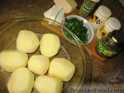 Картофельные веера с сыром: Как приготовить картофель, запеченный с сыром:    Вымыть и очистить картофель.