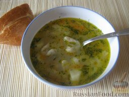 Суп с чесночными галушками: Суп с чесночными галушками готов. Добавить зелень.  Приятного аппетита!
