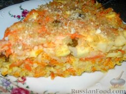 Сладкая запеканка из риса и моркови: Сладкая запеканка из риса с морковью готова. Приятного аппетита!