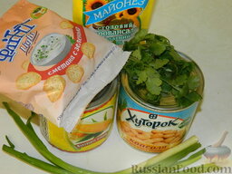 Салат с фасолью "Емельян": Для салата с фасолью и сухариками нам понадобятся такие компоненты.