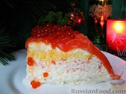 Украшение стола Салат-торт "BV_Рыбный_Смак": После нарезания салата-торта на ломтики получается вот такая вкусная и красивая закуска.  Приятного аппетита!    (^_^) BearVeditsa