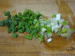 Салат из помидоров с тунцом: Лук зеленый очистить и помыть. Мелко нарезать.