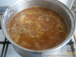 Постный суп харчо: Добавить зажарку к рису. Посолить по вкусу.