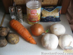 Суп картофельный со свежими грибами: Продукты для супа картофельного с грибами перед вами.