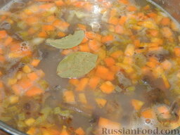 Грибной суп "Опенок": За пару минут до готовности, добавляем в грибной суп с опятами соль, специи, лавровый лист.
