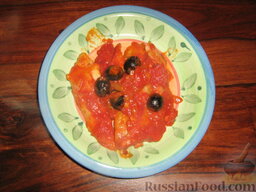 Треска алла ливорнезе (по-ливорнийски): Треска в томатном соусе по-ливорнийски готова. Приятного аппетита!