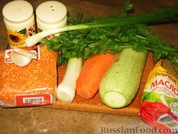 Овощной суп с чечевицей: Как приготовить овощной суп с чечевицей:    Из окорочка сварить 2 л бульона.