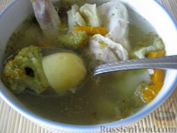 Суп куриный с брокколи: Куриный суп с брокколи можно подавать, приятного аппетита!