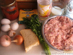 Фрикадельки в томатно-чесночном соусе: Продукты для фрикаделек в томатном соусе перед вами.