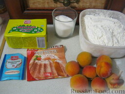 Пирог песочный с абрикосами: Продукты для песочного пирога с абрикосами перед вами.