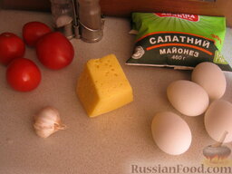 Яйца-грибочки: Продукты, чтобы приготовить грибочки из яиц, перед вами.