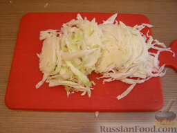 Капустный салат с сухариками: Как приготовить капустный салат с сухариками:    Капусту тонко нарезать.