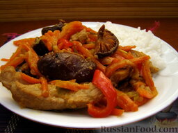 Свинина с грибами под кисло-сладким соусом: Свинина с грибами в соусе по-китайски готова. Приятного аппетита!
