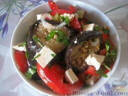 Салат из баклажанов и брынзы: Салат из баклажанов с помидорами и брынзой готов.  Приятного аппетита!