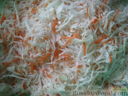 Маринованная капуста быстрого приготовления: Перемешать капусту с морковью.