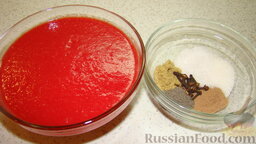 Соус томатный на зиму (домашний кетчуп): Как приготовить соус томатный на зиму:    Приготовить из помидоров томатный сок.