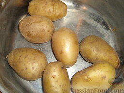 Картофельный "Гато" (запеканка): Как приготовить картофельную запеканку:    Картофель отварить в мундире, до готовности.