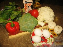 Запеканка из цветной капусты и брокколи: Продукты для запеканки из цветной капусты и брокколи.