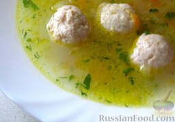 Суп с фрикадельками, овощами и пшеном: Суп с куриными фрикадельками, овощами и пшеном готов.  Приятного аппетита!
