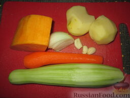 Овощной суп-пюре с тыквой и чечевицей: Как приготовить овощной суп-пюре:    Все овощи чистим.
