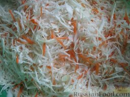 Капустный маринованный салатик: Смешать морковь с капустой.