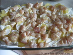 Запеканка из курицы и картошки: Сделать сметанный соус, для этого смешать сметану, перец, соль и специи по вкусу. Хорошо все перемешать.