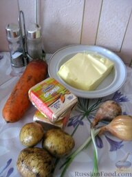 Куриный суп с плавленым сыром: Продукты для куриного супа с сыром плавленным перед вами.