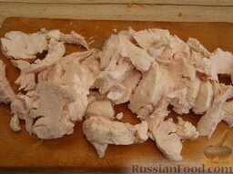 Паштет из куриного филе с грибами: Куриное филе мелко нарезать.