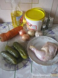 Салат «Обжорка» с курицей: Продукты для салата 