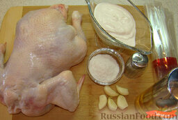 Курица в рукаве: Ингредиенты для приготовления курицы в рукаве.