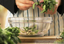 Тосканскии&#774; салат с фенхелем, апельсинами и орешками: Рукколу в салат порвать руками.