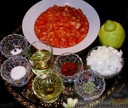 Кальмары, фаршированные рисом (Yemisto kalamari me ryzi): Фото 2. Ингредиенты для соуса.
