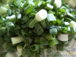 Оладьи на кефире с зеленым луком: Как приготовить оладьи на кефире с луком:    Лук зеленый помыть и мелко нарезать.