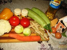 Овощная запеканка с кабачками: Продукты для овощной запеканки с кабачками.