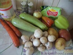 Картофель с овощами и грибами в горшочках: Продукты для рецепта перед вами.