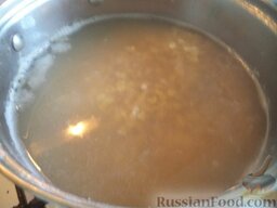 Суп-пюpe из чечевицы: Подготовленную чечевицу залить холодной водой (или бульоном). Довести до кипения.