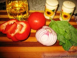 Летний салат со шпинатом: Продукты для овощного салата со шпинатом.