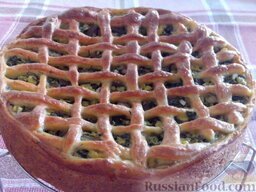 Пирог из творожного теста с зеленым луком, грибами и яйцами: Пирог из творожного теста остудить, чтобы начинка 