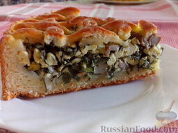 Пирог из творожного теста с зеленым луком, грибами и яйцами: Пробуем...