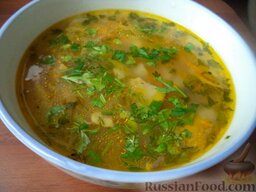 Мамин грибной суп (постный): Подавать постный грибной суп со свежей зеленью.  Приятного аппетита!